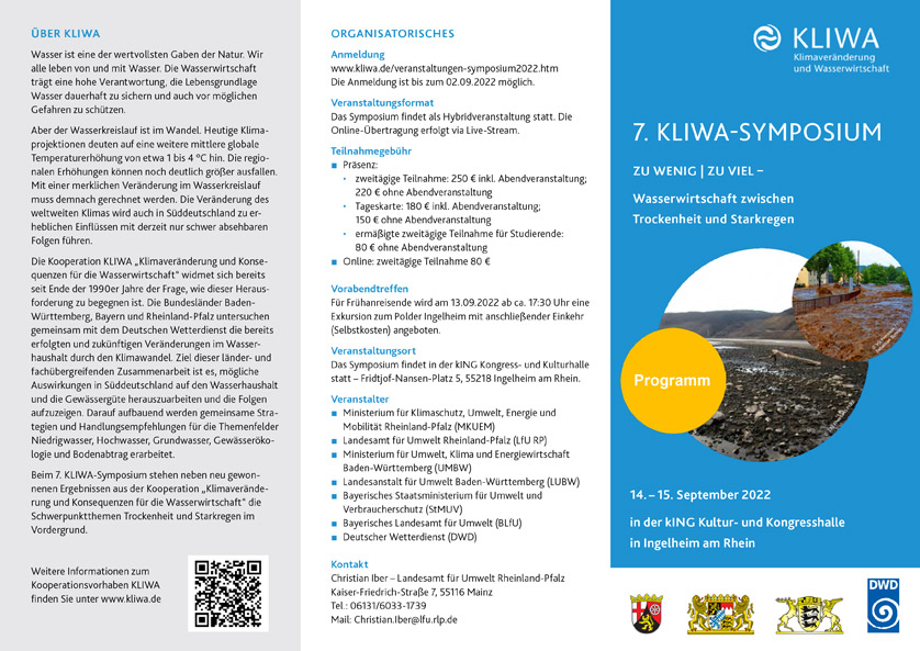 Der Programmflyer für das 7. KLIWA-Symposium ist als Foto angegeben.